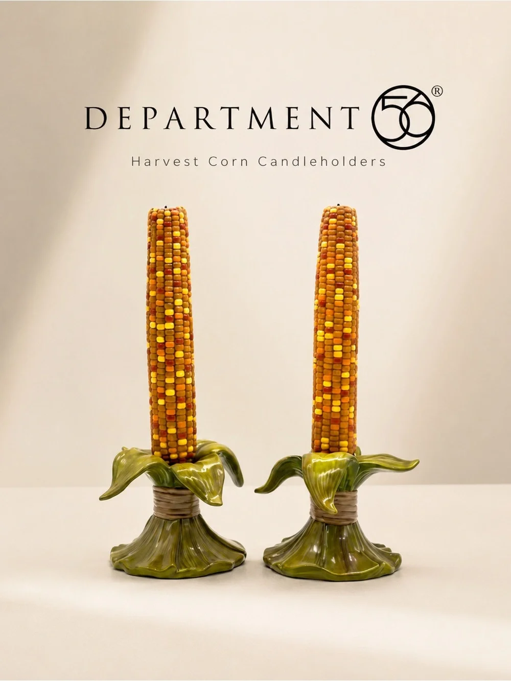 Department 56 “Time to Celebrate” Corn Husk Candlestick Holders Set of 2